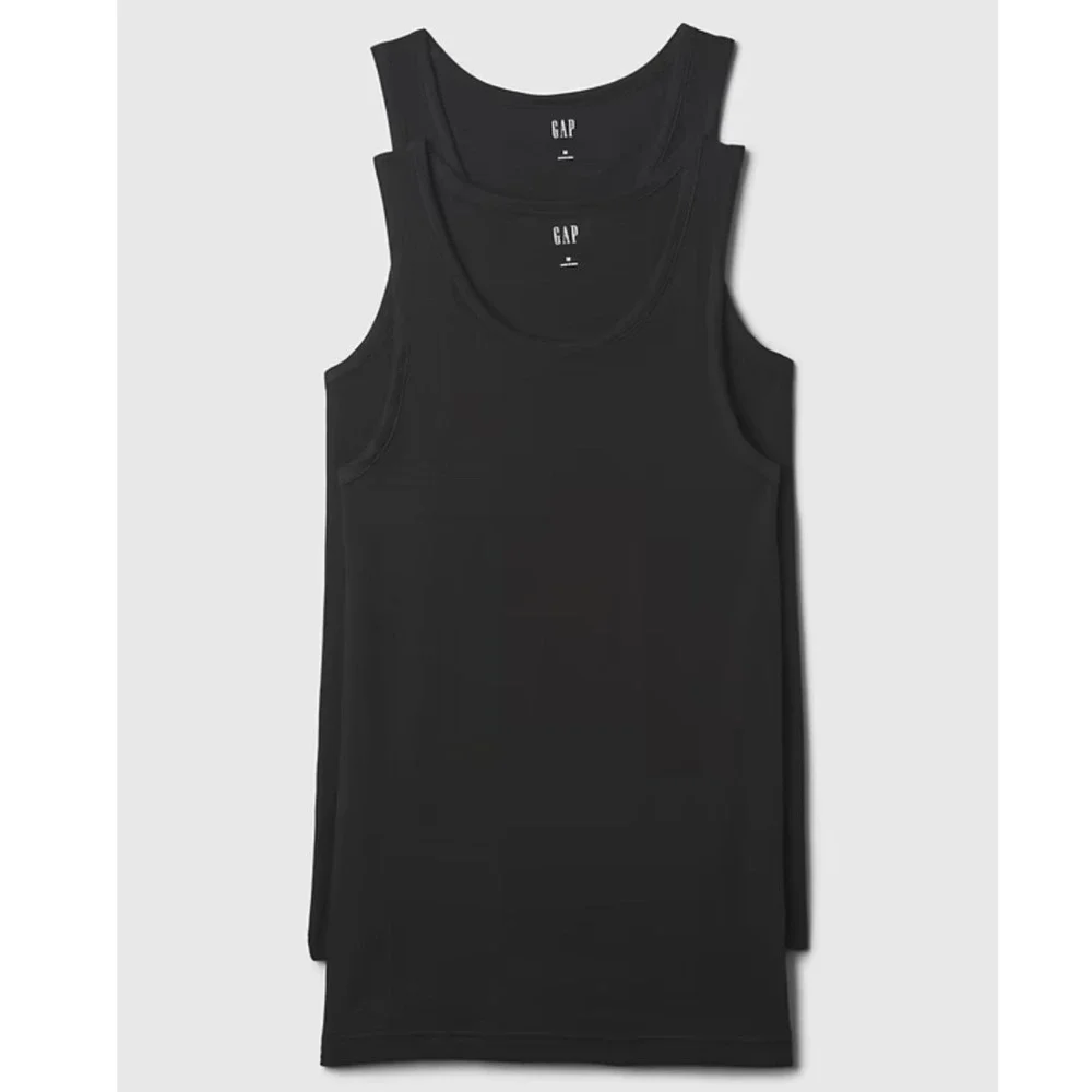 NEW GAP Mens Size XL Stretch Rib Tank 2-Pack Black Sleeveless Undershirt